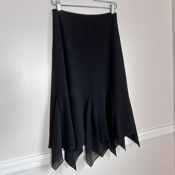 Ronni Nicole Black Midi Skirt M Flouncy Hanky Hem Witchy Whimsigoth Y2K Vintage - Picture 9 of 14